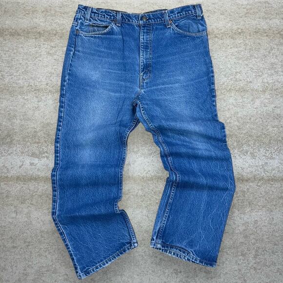 Vintage Orange Tab Levis 517 Jeans Bootcut Flared Made in USA Medium Wash 70s - Picture 2 of 6